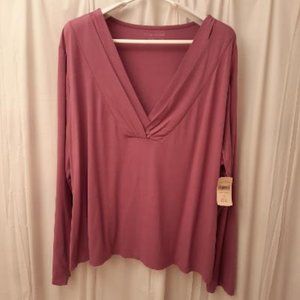 Coldwater Creek NWT Double Vneck top Mauve 3X